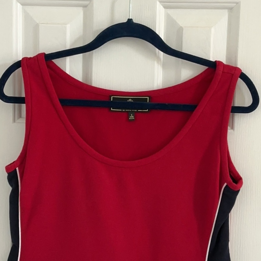 St. John Sport Red Tank w/ Navy Striped Sides & White Trim - Picture 2 of 8